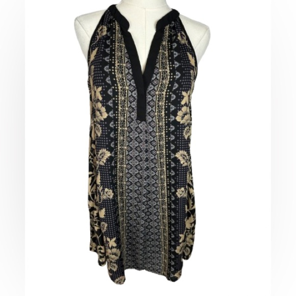 Astr Black and Tan Floral Mini Dress Size S